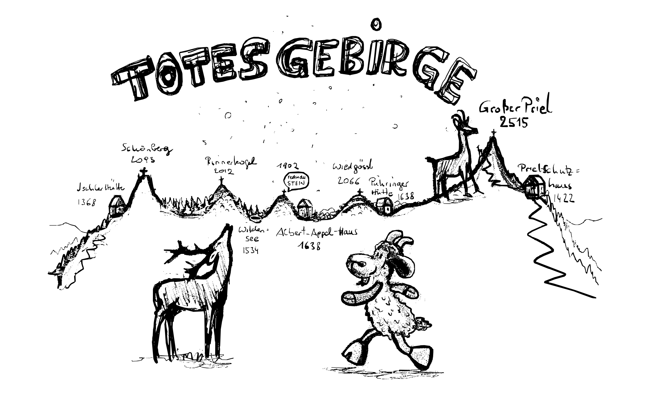 Bock Totes Gebirge Wandern Zeichnung